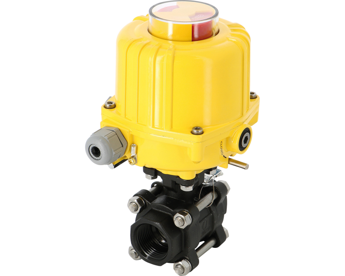 3 piece carbon steel ball valve 737-8-9XS + SA electric actuator